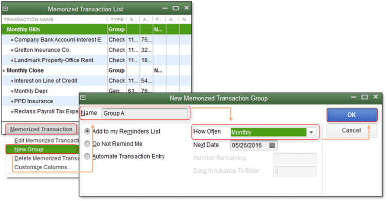 memorize a transaction in quickbooks 2016 for mac